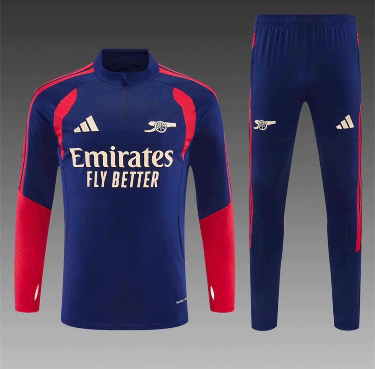 Ensemble Arsenal – Manches Longues 2026/27 (Rayures Marine)