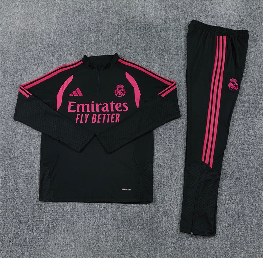 Ensemble Real Madrid – Manches Longues 2026/27 (Noir/Rose)