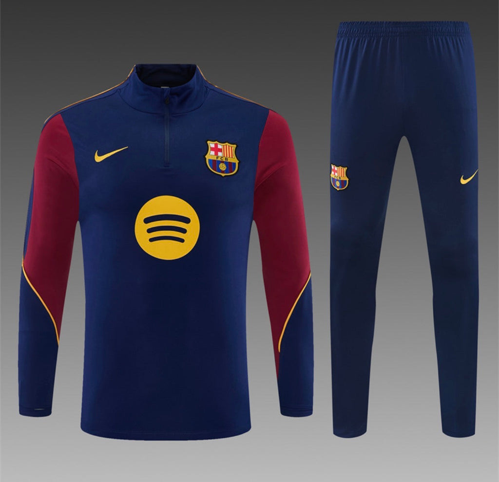 Ensemble FC Barcelone – Manches Longues 2026/27 (Marine/Bordeaux)