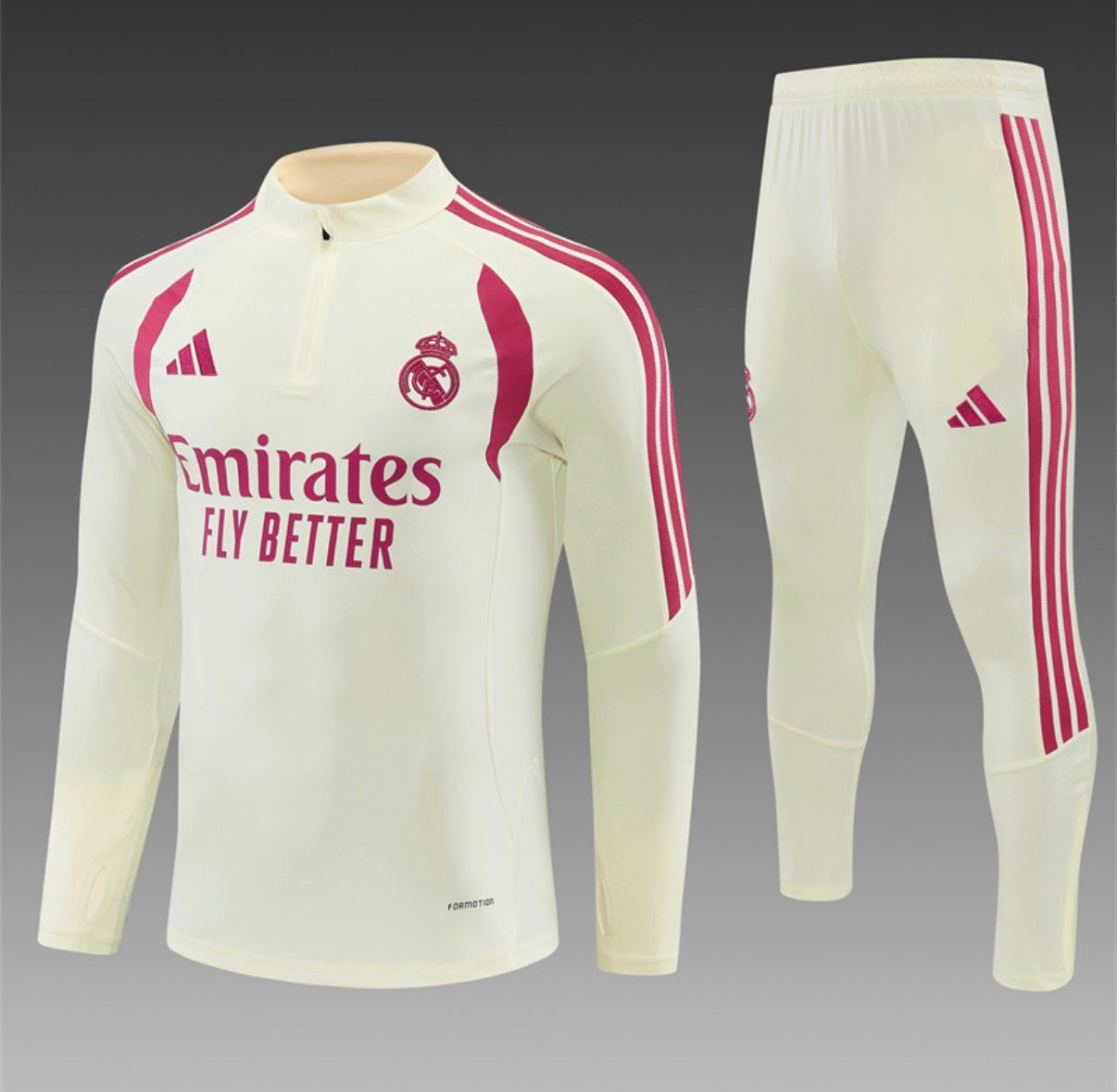 Ensemble Real Madrid Manches Longues écru - face 3/4