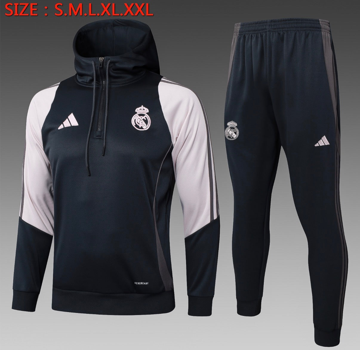 Ensemble Real Madrid Noir/Gris - face