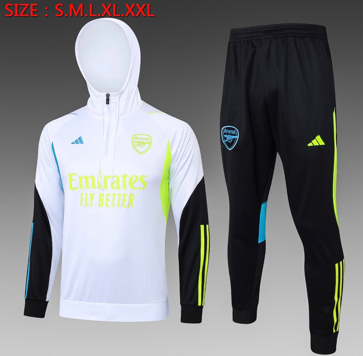 Ensemble Arsenal Blanc/Néon - face