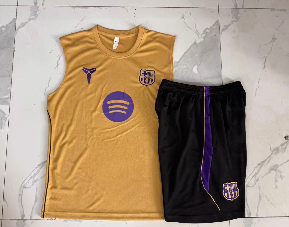 Ensemble Débardeur Short FC Barcelone Doré face marbre