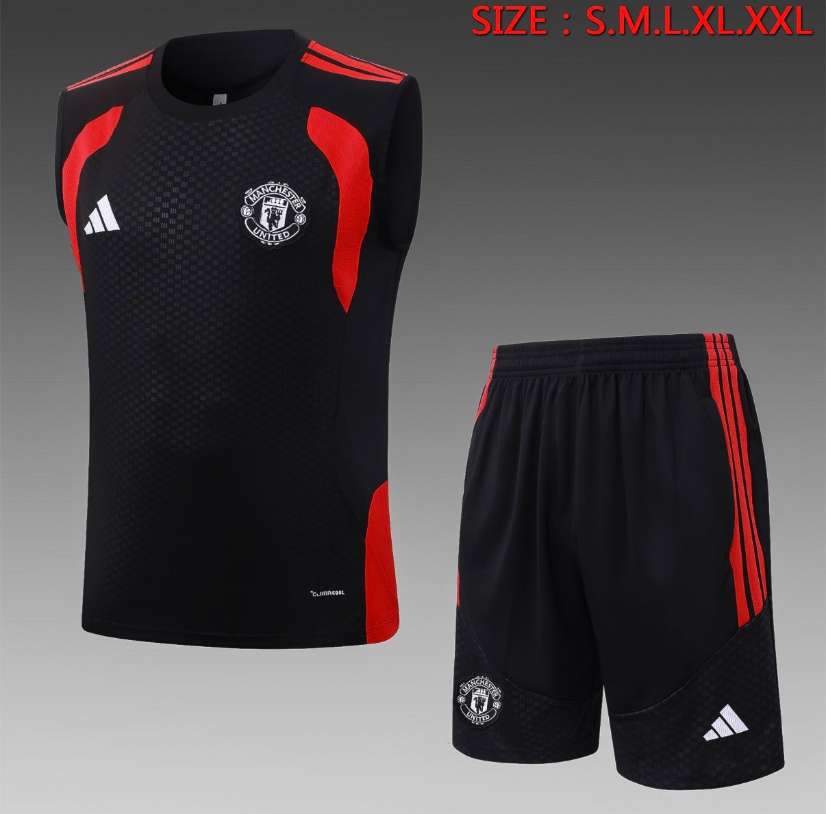 Ensemble Débardeur Short Manchester United Noir face