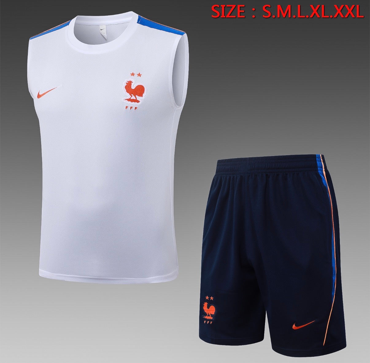 Ensemble Débardeur Short France Blanc face