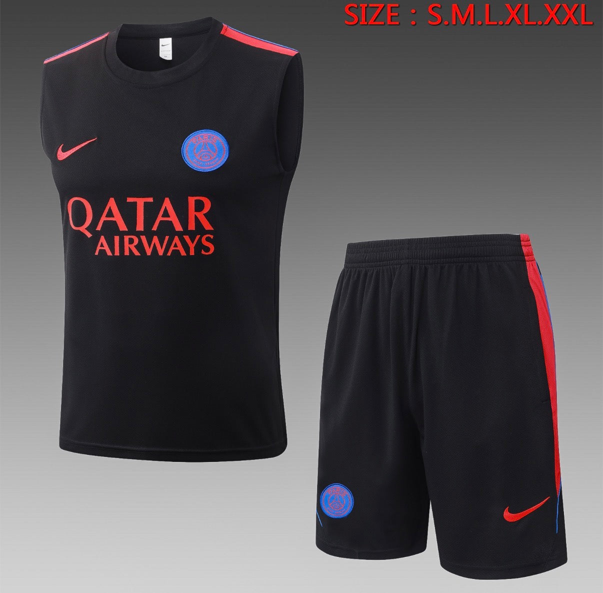 Ensemble Débardeur Short PSG Noir face