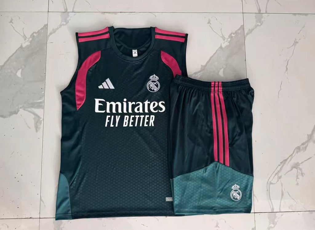 Ensemble Débardeur Short Real Madrid Vert face marbre