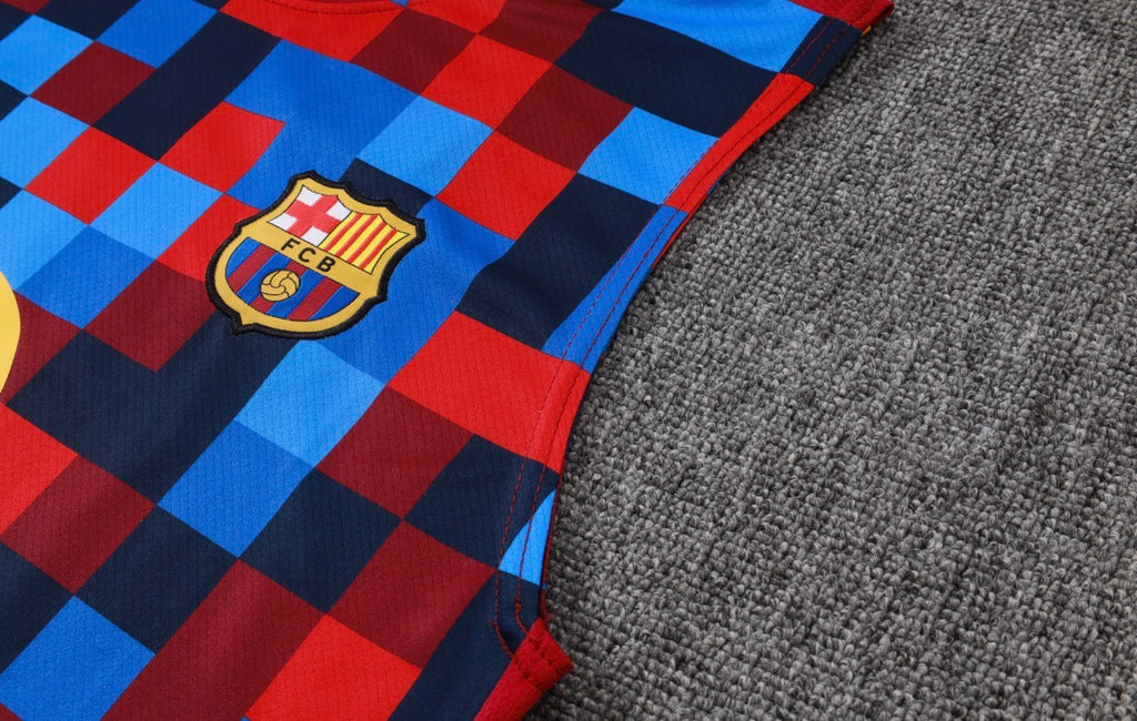 Ensemble Débardeur Short FC Barcelone Damier détail badge