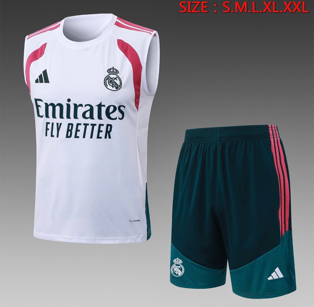 Ensemble Débardeur Short Real Madrid Blanc Vert face