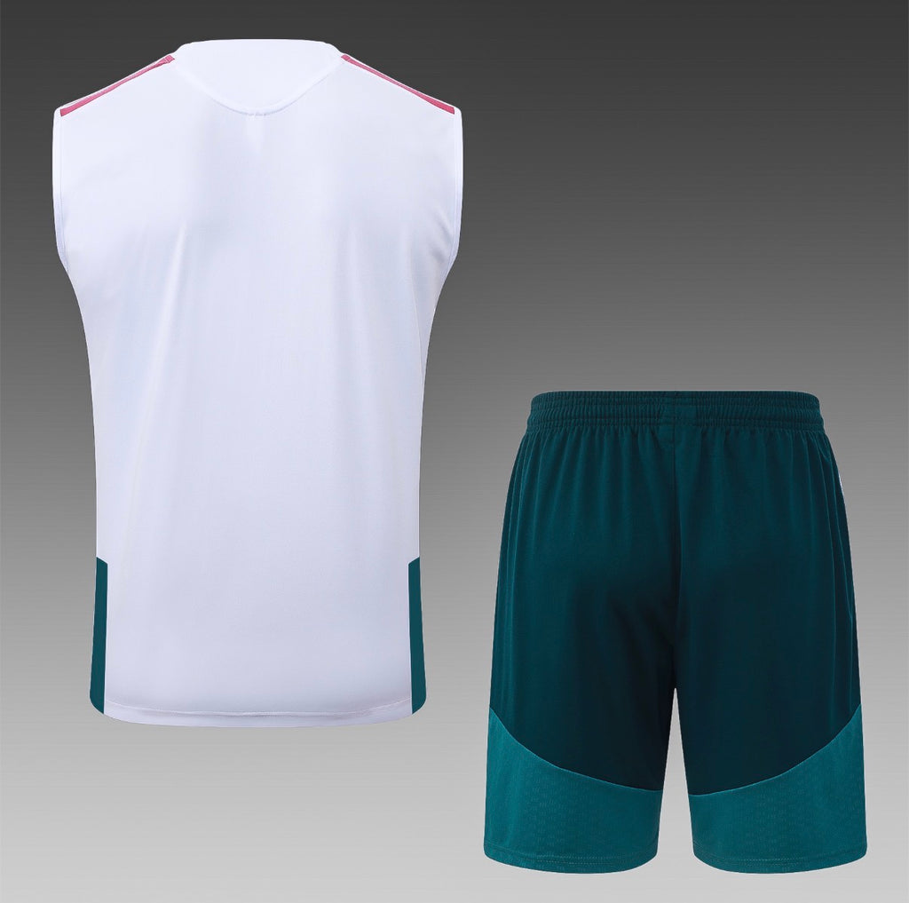Ensemble Débardeur Short Real Madrid Blanc Vert dos