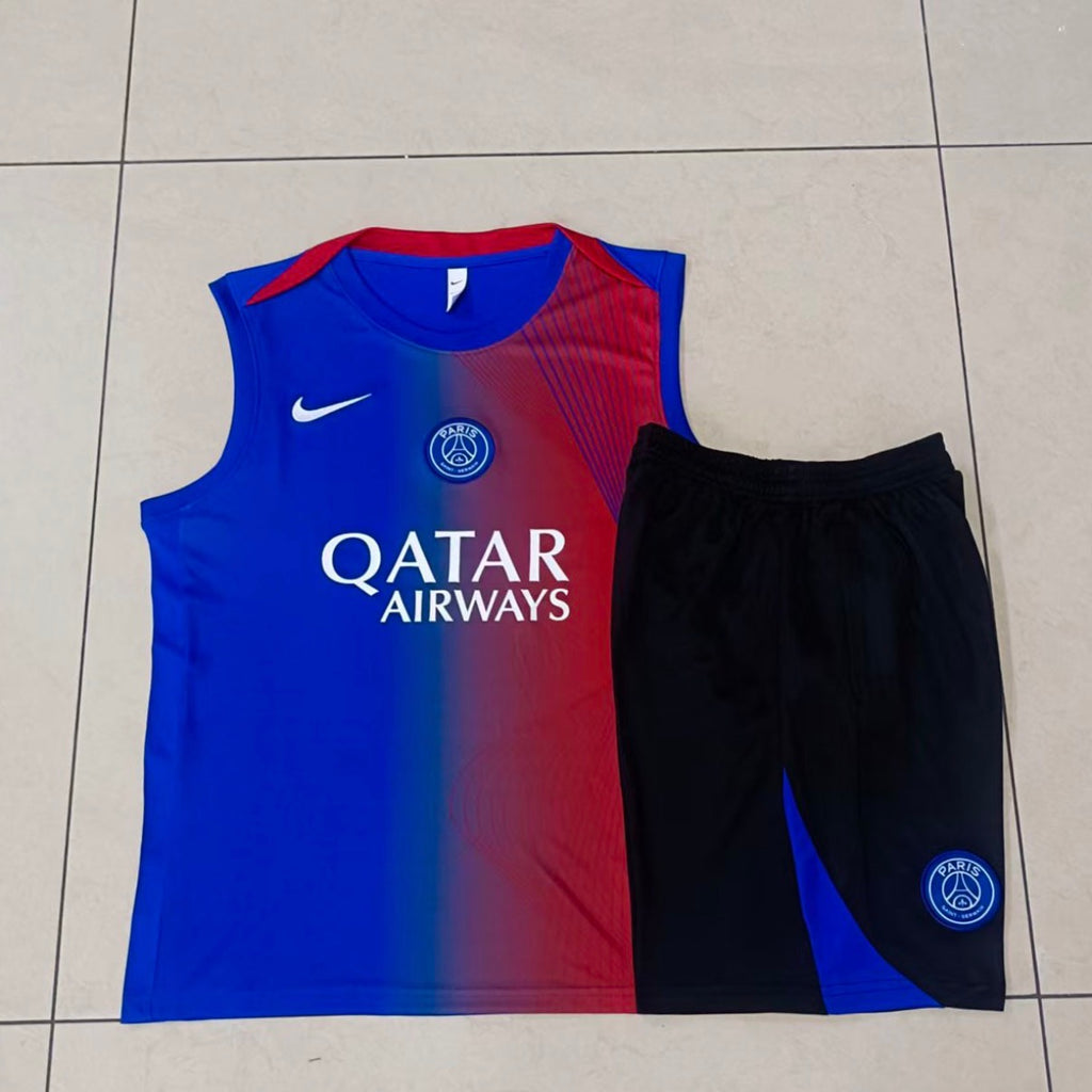 Ensemble Débardeur Short PSG Bleu Rouge face marbre