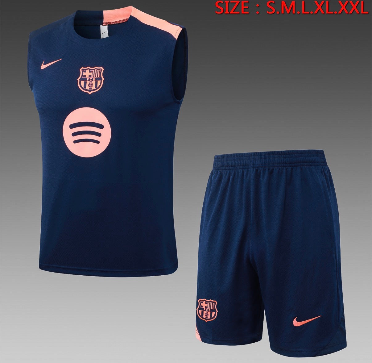 Ensemble Débardeur Short FC Barcelone Bleu Marine face