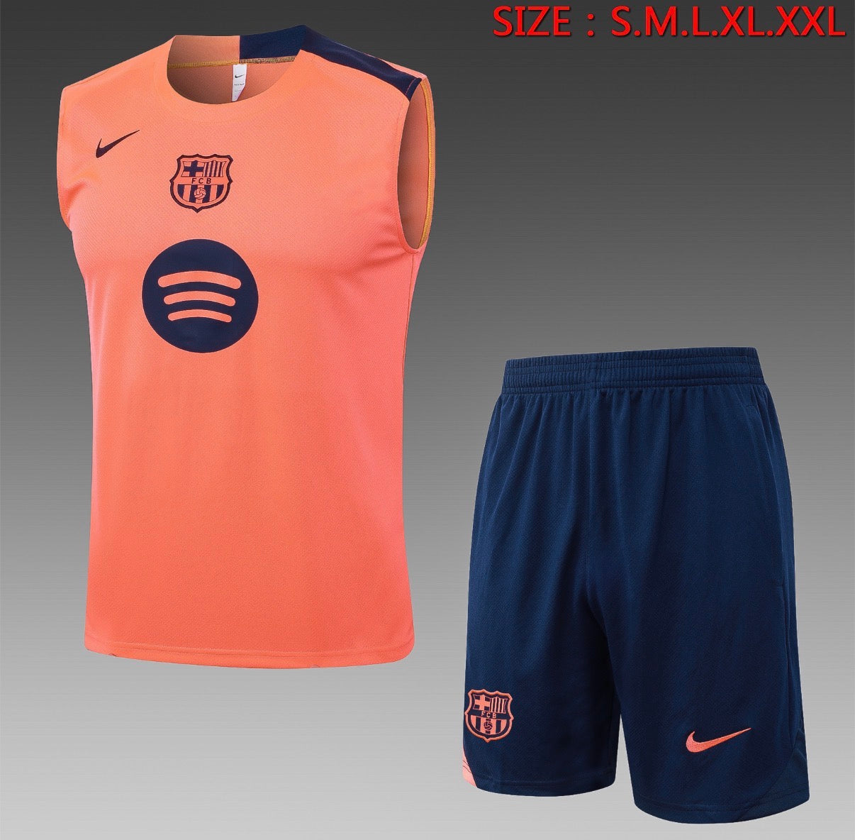 Ensemble Débardeur Short FC Barcelone Orange face