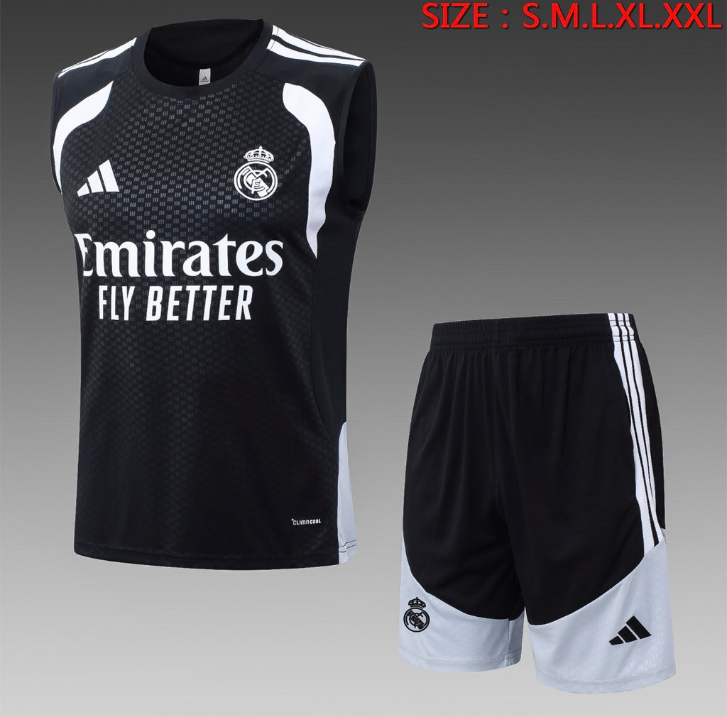 Ensemble Débardeur Short Real Madrid Noir face