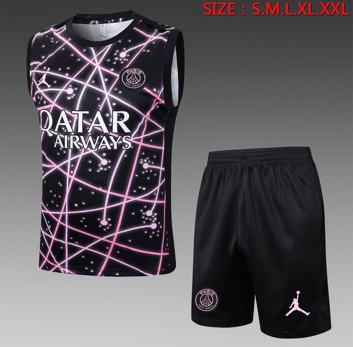 Ensemble Débardeur Short PSG Jordan Noir Rose face