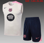 Ensemble Débardeur Short FC Barcelone Beige face