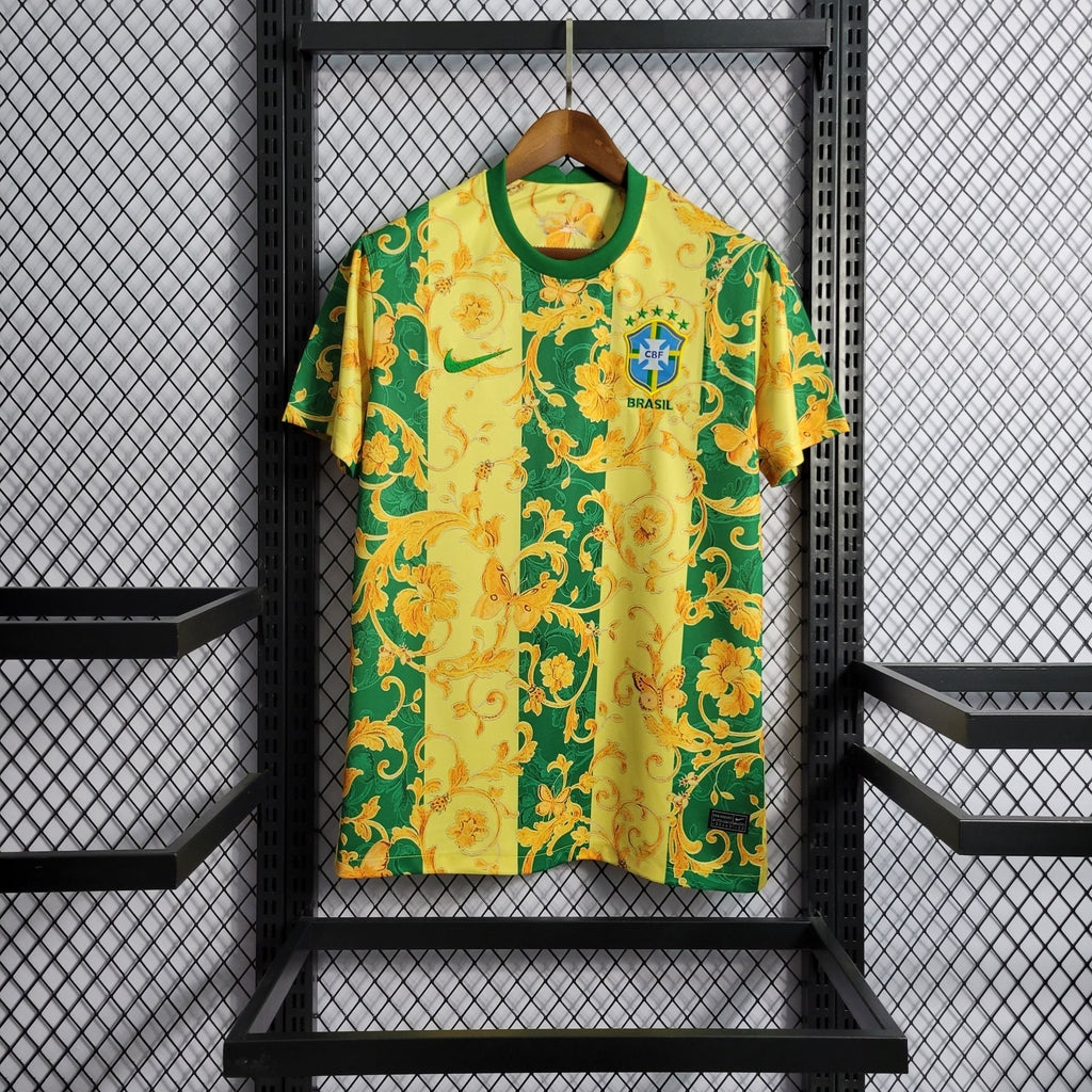 Brésil maillot foot concept fleurs jaune 2025 2026